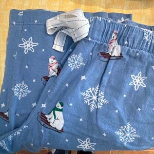 Old Navy Cotton Pajama Pants Large Blue with Polar Bears and Snowflakes